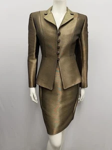 Conjunto de chaqueta y falda vintage de Mary McFadden noche bronce brillo 4 - Imagen 1 de 12