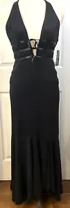 Dave & Johnny By Laura Ryner Whimsigoth Black Strappy Plunge Dress Sz 1/2 NEW! - Picture 1 of 8