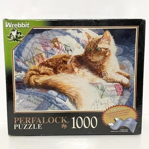 Wrebbit Perfalock “Fluffy On Quilt” by Carolyn Watson 1000 Pc Puzzle - Picture 1 of 17