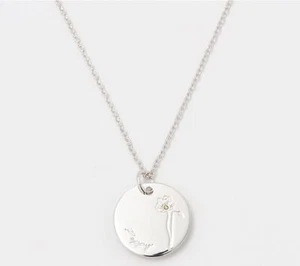 Diamonique Sterling Silver Poppy Birthflower Pendant Necklace 16" - Picture 1 of 1