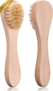 2 Pack Mini Dry Brush, Natural Bristle Exfoliating Body & Facial Brush, Soft Ski - Picture 1 of 12