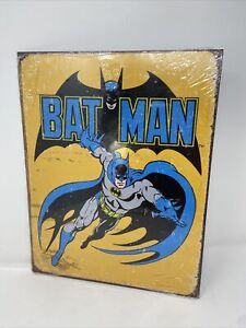 DC Comics Retro Blue Batman Logo Tin Metal Sign 16” x 12.5” MADE IN USA NEW