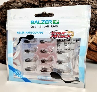 Balzer Trout Attack Killer Kaulquappe 2cm 12 Stück Schwarz Glitter ABVERKAUF