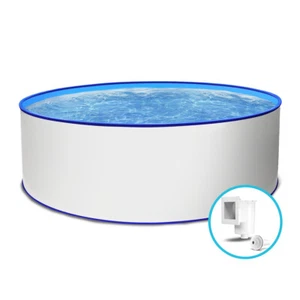 Stahlwandpool Toni Pool rund 350x120cm Folie blau Skimmer Handlauf Einzelbecken - Bild 1 von 5