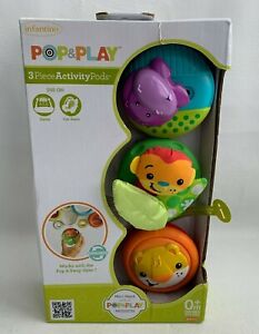 Infantino Pop & Play 3-Piece Animal Activity Pods Baby Toys 0+ Months NEW