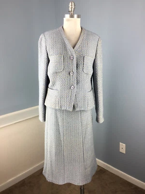 Pendleton Blue Tweed Skirt suit S 6 8 Silk Blend A Line Midi Excellent Career - Image 1 of 4