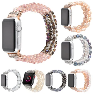 Pearl Crystal Stretch Strap for Apple Watch Band Ultra 49mm 40 44 41 45 38 42mm - Picture 1 of 70