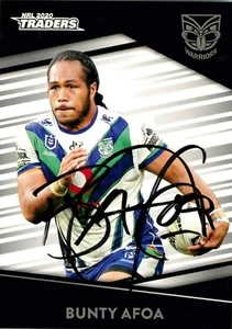 Signed 2020 NEW ZEALAND WARRIORS NRL Card BUNTY AFOA - Picture 1 of 2
