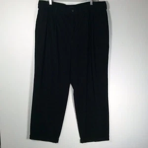 PANTALONES PERRY ELLIS HOMBRE 38x30 Negro Pana Plisados Puños ALGODÓN CLÁSICO PREPPY - Imagen 1 de 11