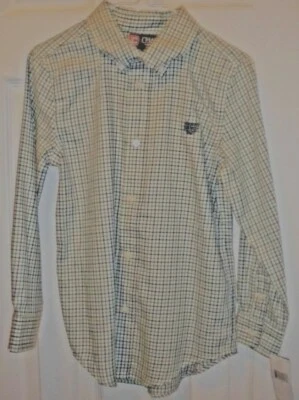  CHAPS Boys SIZE 7 Long S White Shirt with Black & Green Checks, Chaps  NWT - Image 1 of 2