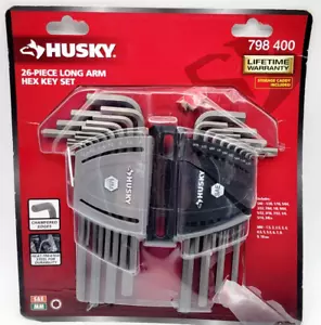 Husky 26-Piece SAE/MM Alloy Steel Long Arm Hex Set - Silver - Brand New - Picture 1 of 5