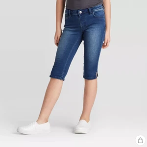 Girls Soft Jeggings Capri - Cat & Jack Dark Wash Adjustable Waist , Size S 6-6X - Picture 1 of 5