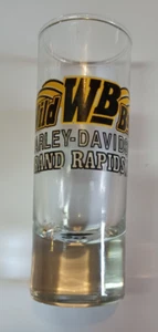 Harley-Davidson® Clear Tall Shot Glass dealer Grand Rapids Wild Boar MI Michigan - Picture 1 of 6