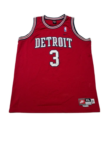 Detroit Pistons #3 Ben Wallace Red Basketball Jersey Nike Mens Size XL Length +2 Cover