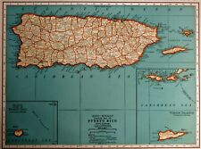 Vintage 1940 World War WW II Era Atlas Map Puerto Rico & Philippine Islands L@@K