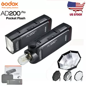 US Godox AD200Pro 2.4G TTL Outdoor Pocket Flash Speedlite+AD-S7 Grid Softbox Kit - Bild 1 von 11