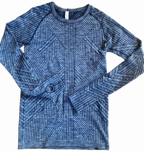 LULULEMON Rest Less Pullover Long Sleeve Thermal Top Geometric Black Gray 6 - Picture 1 of 11