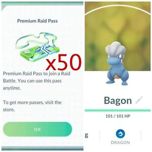 x50 Raid Pass Premium and x50 Bagon - Friend Finder - Description