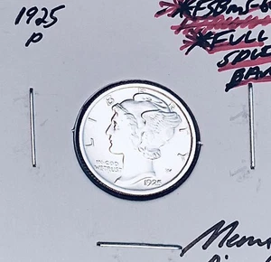 1925-P Mercury Dime, FULL Split Bands, Superb Gem BU++ FSB, RARE This Nice! - Picture 1 of 3