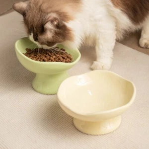 Ceramic Cat Bowl Pet Feeders Food Water Bowl Elevated Cat Food Bowl Water Plate. - Picture 1 of 12