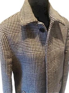 EXPRESS -NWT Men’s Black  & White Plaid Wool-Blend Topcoat Size Medium MRP $348 - Picture 1 of 20