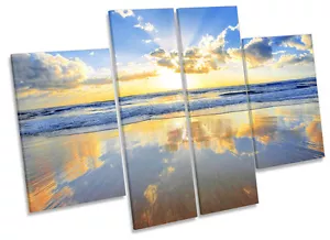 Sunset Beach Australia Seascape CANVAS WALL ART MULTI Panel Print Box Frame - Picture 1 of 1