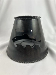 Metal Lamp Shade Die Cut Fish Fishing Hooks 4.5x6” Dark Brown - Picture 1 of 7