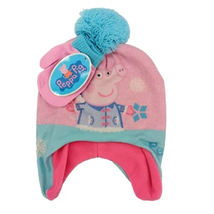 Toddler Girl's Fleece Lined Peppa Pig Hat & Mittens Set Pink/Blue AF3 - Picture 1 of 6