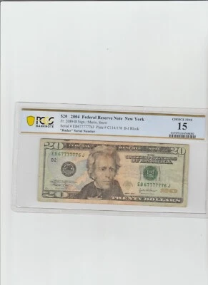 Super Radar Note with Lucky 7's, PCGS 15, 2004 $20 - Image 1 of 4