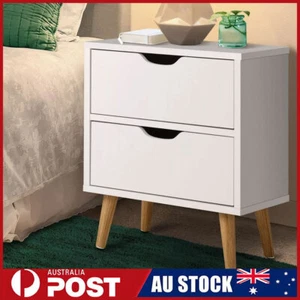 Bedside Tables 2 Drawers Side Table Nightstand Storage Cabinet White - Picture 1 of 7