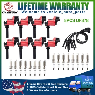Kit de 8 bobinas de encendido y bujías y cables para Dodge Ram 1500 2003-2005 5,7 L UF378 Foto 1 de 4