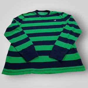 American Eagle Men's 2XL Vintage Fit Blue & Green Striped Long Sleeve Pullover - Picture 1 of 10