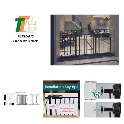 Extra Breites Baby Tor Spann Innen Sicherheitstore Schwarz Metall Großer Druck M... - Bild 1 von 4