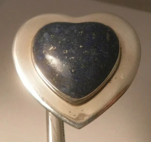 PIN CORAZÓN GRANDE Great Falls Metal Works GFMW plata esterlina lapislázuli azul natural* - Imagen 1 de 7