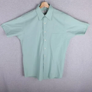 Van Heusen Poplin Green Short Sleeve Dress Shirt Men 16 L - Picture 1 of 7