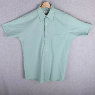 Van Heusen Poplin Green Short Sleeve Dress Shirt Men 16 L - Image 1 of 4