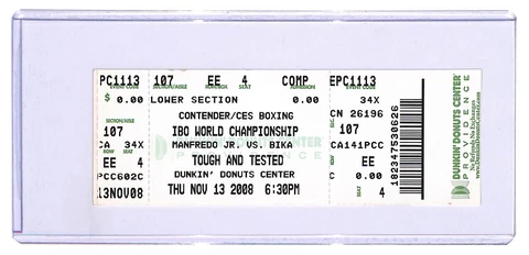 Peter Manfredo Jr vs Sakio Bika Ticket stub w/ Hard Plastic Holder BOXING Cover