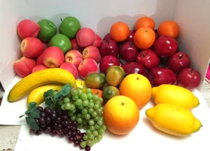 Lot Of 54 piece Life Size Artificial Faux Fruit Lemons Limes Apple Peaches Grape - Picture 1 of 7