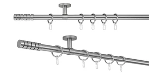 Barra de cortina a medida tubo Rillcube distancia entre techo 4 cm color: aspecto acero inoxidable - Imagen 1 de 125
