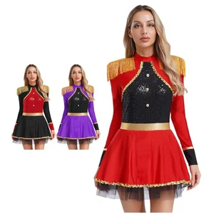 Mujeres Conjunto Domador de Leones Ringmaster Disfraz Manga Larga Ropa de Club Flecos Rave - Imagen 1 de 48