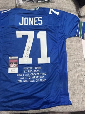 Walter Jones Autographed/Signed Custom Stat Jersey- JSA Coa - Seattle Seahawks - Image 1 of 4