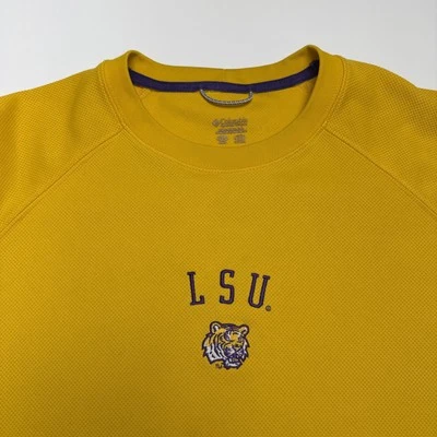 LSU Tigers Columbia 男式钓鱼和运动衬衫 XL 码运动服黄色 — 第 1/4 张图片