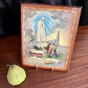 Stampa da parete cattolica vintage Nostra Signora di Fatima 8,5x10,5 Nossa Senhora montata - Foto 1 di 7