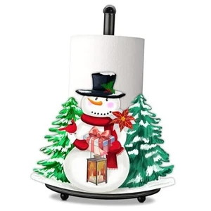 Christmas Paper Towel Holder Countertop with Xmas Snowman for Green Snowman - Picture 1 of 7