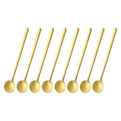 8pcs Espresso Spoons 6.7 Inches Stainless Steel Round Coffee Spoon Gold Tone - Image 1 of 4