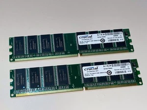Kit Of 2 Crucial 1GB DDR PC2700 DDR Desktop RAM Memory (Total 2GB) - Picture 1 of 5