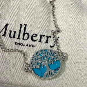 MULBERRY Sterling Silver Tree of Life Set on Turquoise Pendant Bracelet 4.2gr WE - Picture 1 of 6