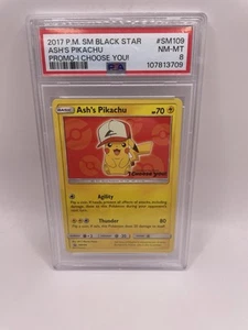 Tarjeta Pokémon promocional estrella negra Psa8 Ash'S Pikachu SM109 I Choose You - Imagen 1 de 2