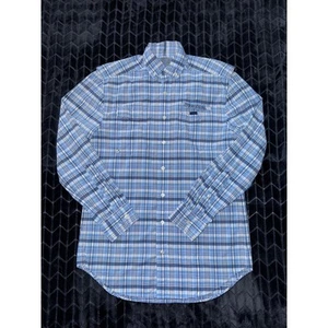 Vineyard Vines Harbor Shirt Blue Plaid Button Down Fishing Vented Back Sz XS - Foto 1 di 10
