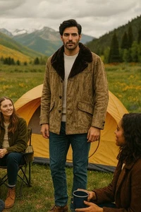 Cappotto vintage Shanhouse sportivo foderato anni 70 80 velluto a coste sherpa uomo taglia 40 - Foto 1 di 21